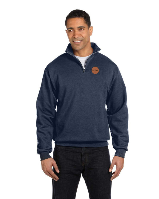 PLTW Leather Patch - Quarter-Zip Cadet Collar Sweatshirt