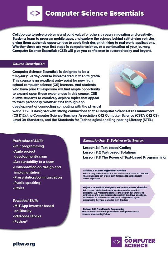 24x36 PLTW Computer Science Course Posters DOWNLOAD ONLY